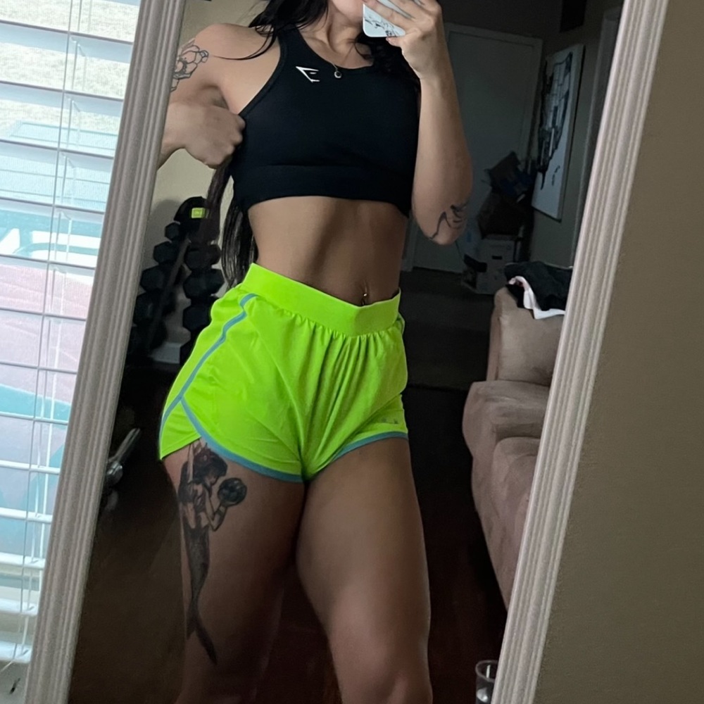 bright lime green underarmour shorts